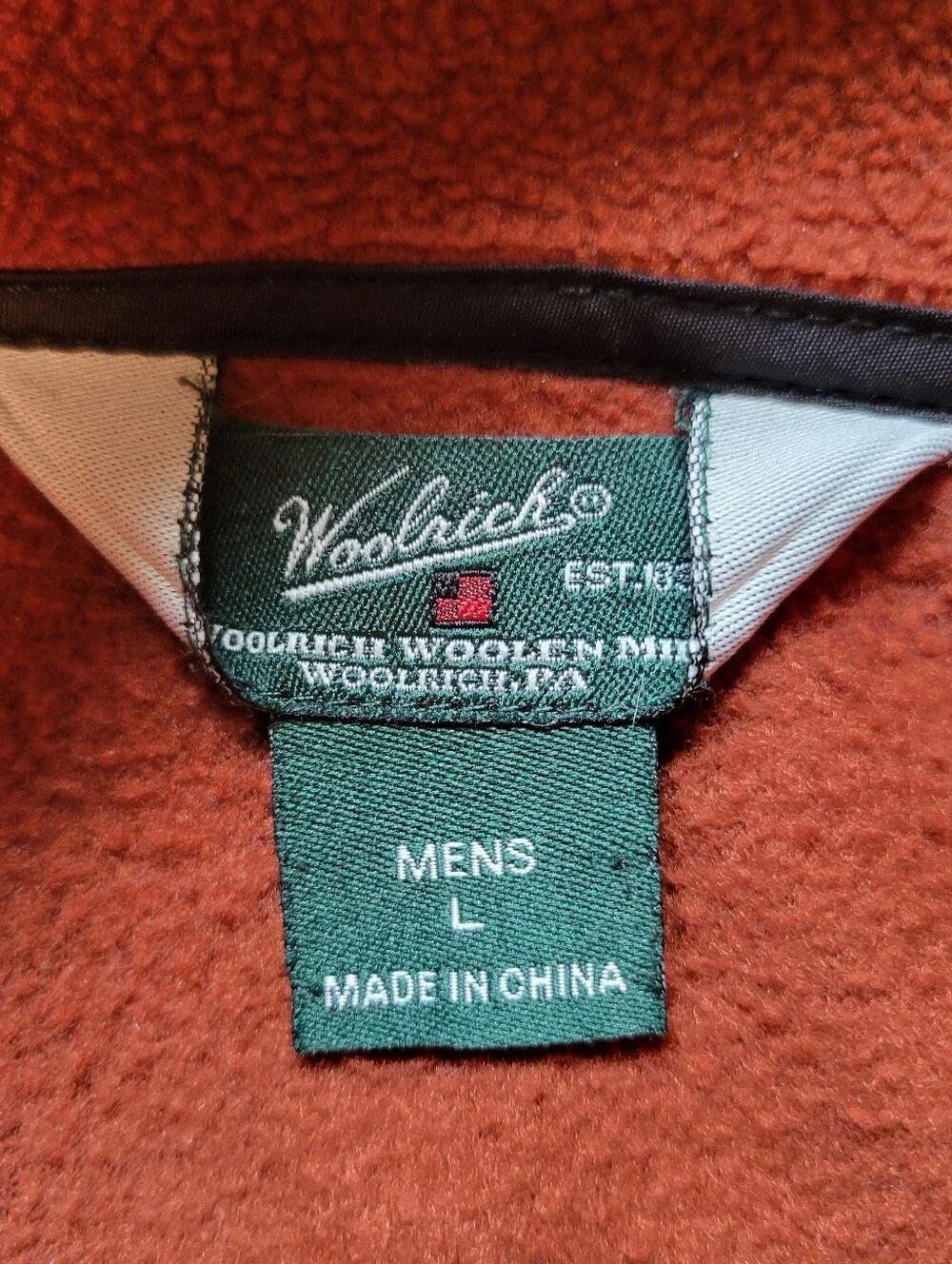 Woolrich Fleece Full-Zip Vest Sleeveless Pockets Burnt Orange Men's Large